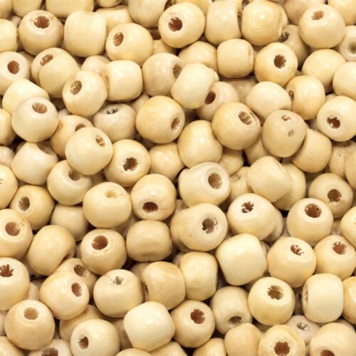 Perles en bois rondes 8 mm beige – x50, x100 ou x200