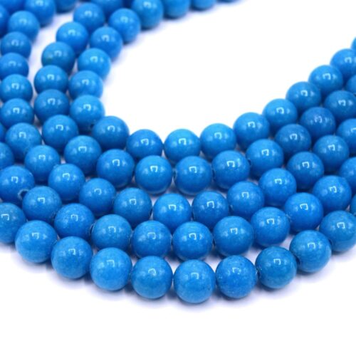 Perles en jade Mashan naturel bleu 8mm