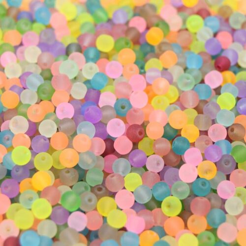 Perles en verre givré 4mm
