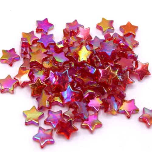 Perles étoiles rouge 10mm AB