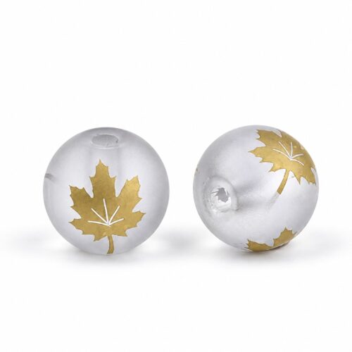Perles en verre feuilles d'érable dorées – 20/40