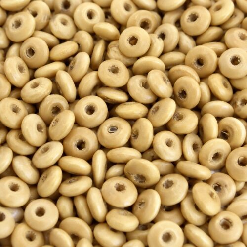 Perles intercalaires en bois beige 6 mm forme rondelle