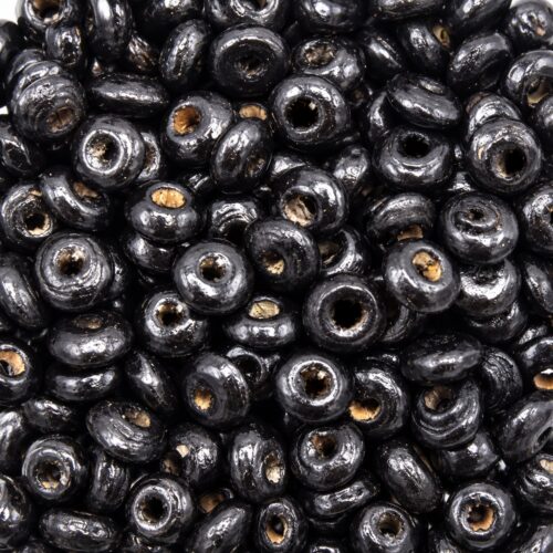 Perles intercalaires en bois noir 6 mm forme rondelle