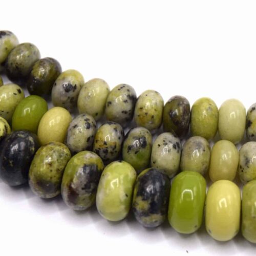 Perles jade chrysoprase naturelle, rondelle X2