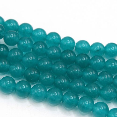 Perles jade ronde bleu cyan teint