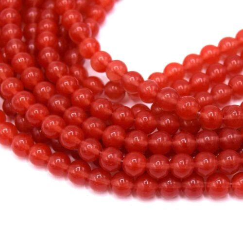 Perles jade ronde rouge teint 6mm