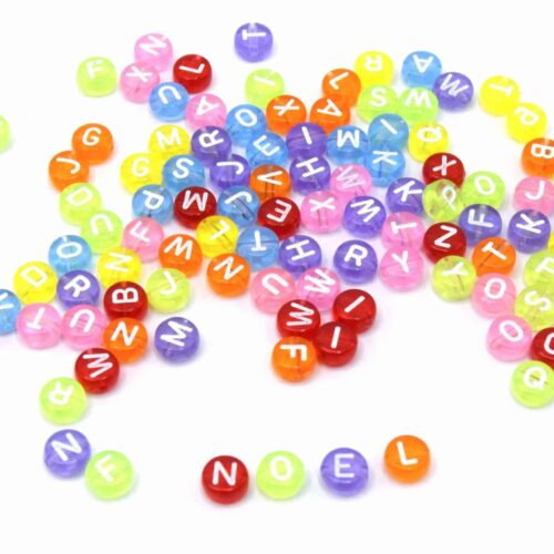 Perles lettre rondes couleur mixte
