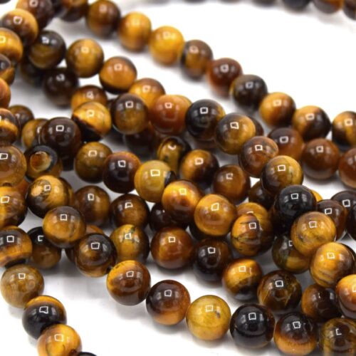 Perles oeil de tigre 8mm ronde grade A x20