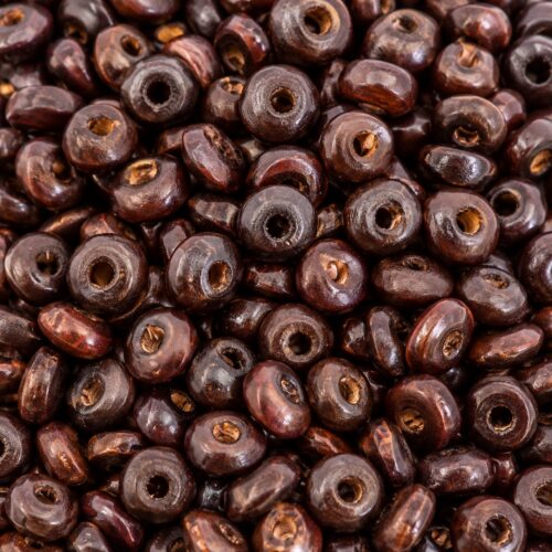 Perles rondelle en bois marron x100