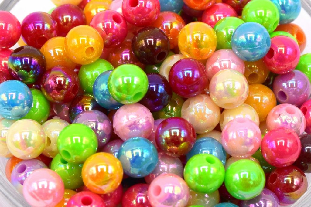 Perles rondes colorées opaque AB acrylique mixte 8mm » CreatistShop