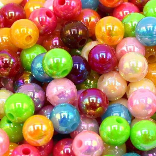 Perles rondes colorées opaque AB acrylique mixte