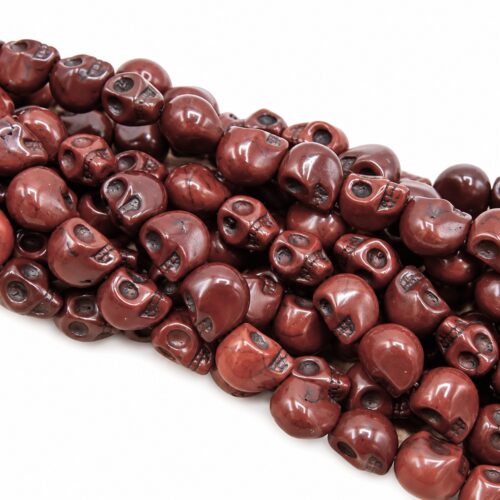 Perles tête de mort - crâne skull howlite marron antique veinées 10 mm