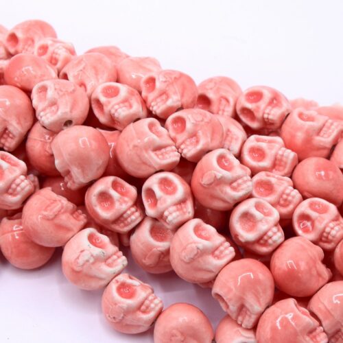 Perles tête de mort crâne skull porcelaine skin halloween 13mm