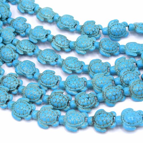 Perles tortues howlite turquoise 18mm