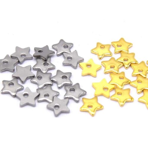 Petites étoiles en acier inoxydable 304 argent/or/mixte