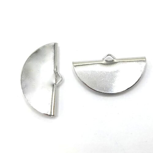 Pince cordon plat arrondi demi lune en laiton argent 28 x15.5mm