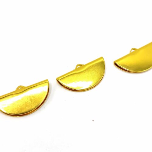 Pince cordon plat arrondi demi lune en laiton doré 28x15.5mm