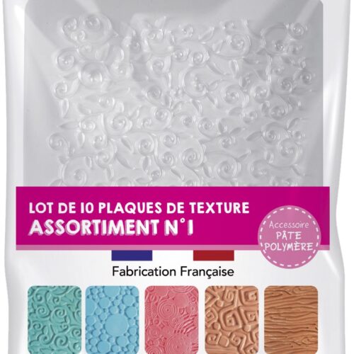 Plaques de texture 20,5 x 13,5 cm Assortiment de 10 unités, pour pâte polymère - N°1