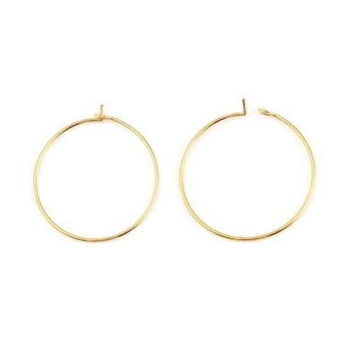 Boucles d'Oreilles Créole Ø35mm Anneaux en Cuivre 18k Or plaqué X4