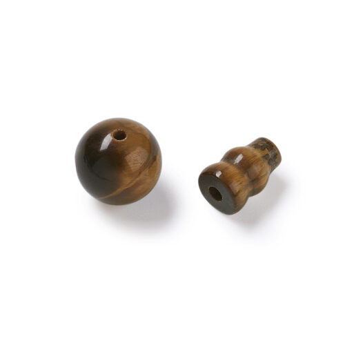Kit de 3 perles Guru en Œil de Tigre naturel pour création de bracelet Mala bouddhiste