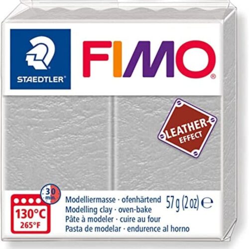 STAEDTLER - Fimo® leather effect - Pain pâte à modeler - 57 Grammes - Effet cuir gris colombe - 8010-809
