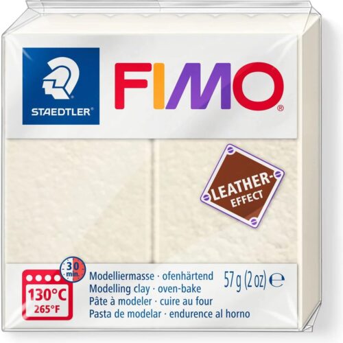 STAEDTLER - Fimo® leather effect - Pain pâte à modeler - 57 Grammes - Effet cuir ivoire - 8010-029