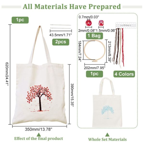 Sac en toile kit de broderie de perles arbre rouge (4)