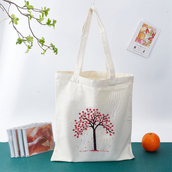 Sac en toile kit de broderie de perles arbre rouge (4)