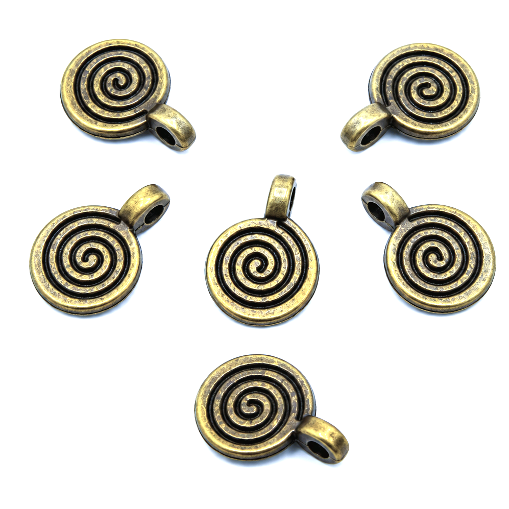 Six pendentifs spirale en bronze antique