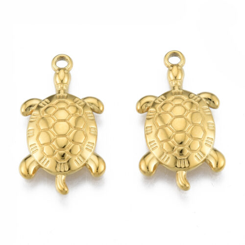 Pendentifs tortue en acier inoxydable 304 plaqué or 18K