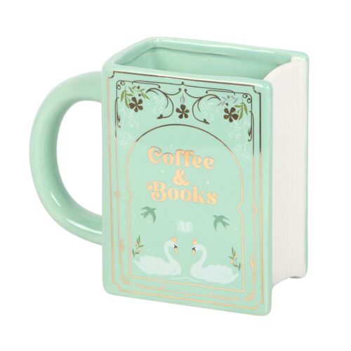 Tasse verte en forme de livre « Café et livres »7