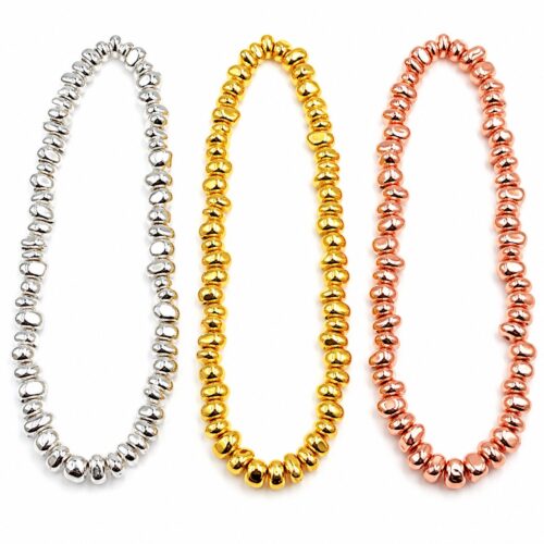Perles chips en hématite synthétique – Or, argent, rose x90