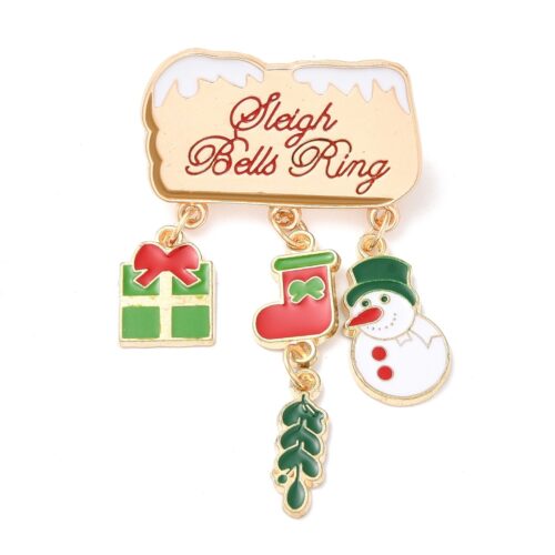 pin's noel bonhomme de neige cadeau