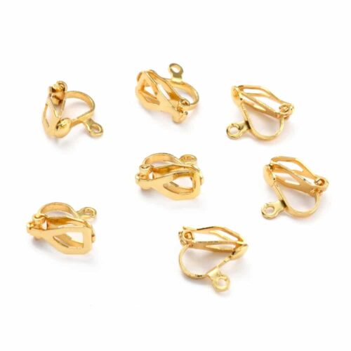 Clips d'oreilles acier inoxydable 304 plaqué or 18k x6