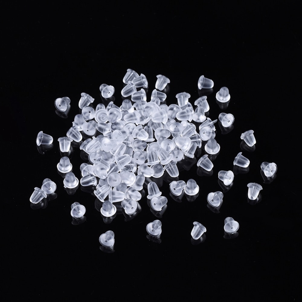 500 Fermoirs Boucles D'Oreilles - 7 Styles - Plastique Transparent Hypoallergénique - Avec Boîte Rangement