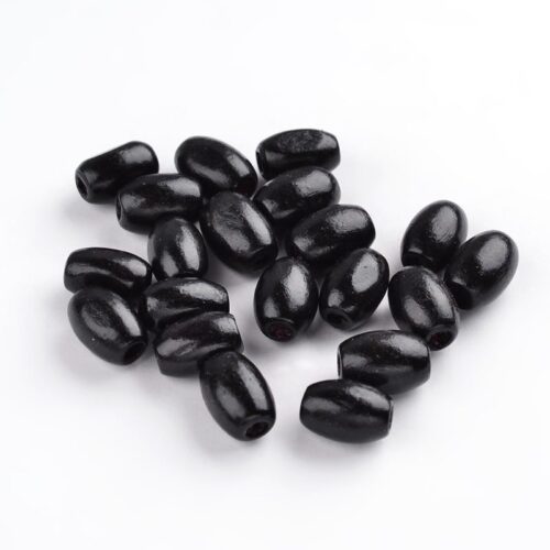 Perles en bois ovale 12mm noire