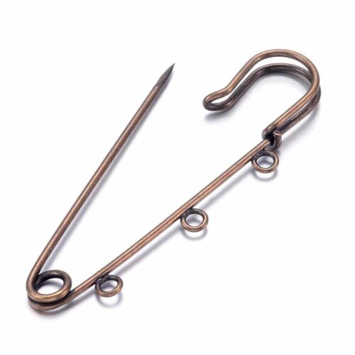 Epingles trois attaches bronze, broche en fer 70mm