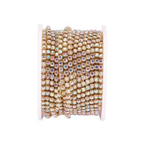 Chaînes Strass en laiton doré, strass cristal 2.6mm AB