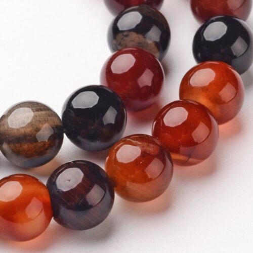 Lot de 20 perles d'agate naturelle ronde chocolat de 8mm pour la création de bijoux DIY.