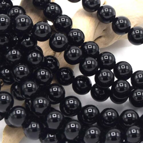 Perles agate noire 6mm grade A x20