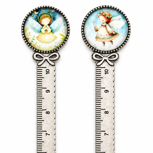 Marque-page ange en métal argenté avec règle 13 cm – 2 modèles