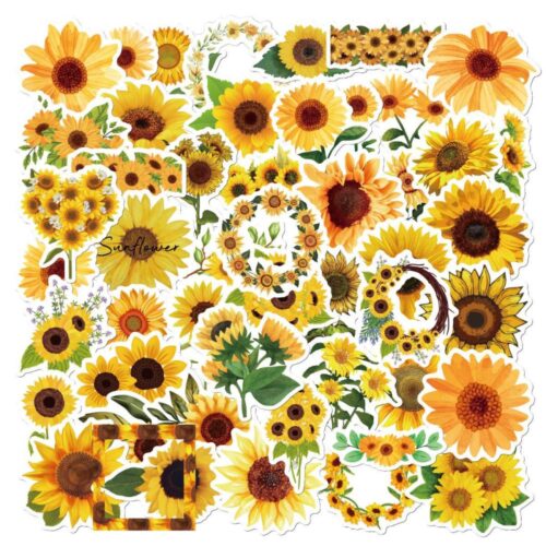 autocollants pvc tournesol et fleur jaune (2) et fleurs jaune pour scrapbooking et customisation