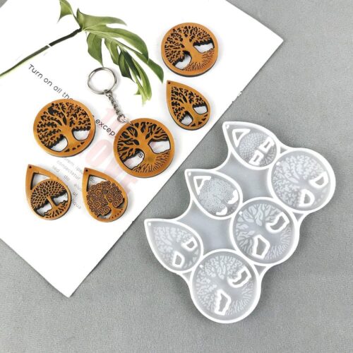 Moule en silicone pendentifs arbre de vie, moule pour résine x1