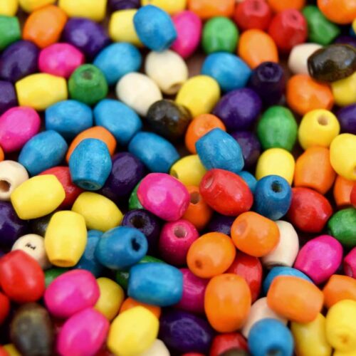 Perles en bois mélange couleur mixte ovale