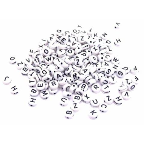 200 Perles Alphabet En Acrylique Blanc - 7mm X 3mm, Lettres Aléatoires, Pour Créations DIY