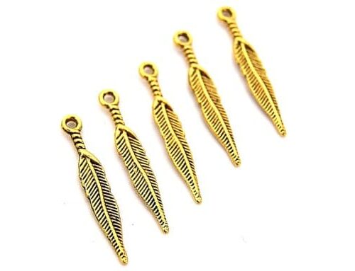 Breloques plumes or antique x50