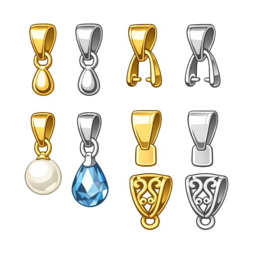 bélières pour pendentifs en métal doré et argent – apprêts pour création de bijoux