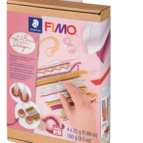 Coffret complet FIMO pour apprendre la technique du modelage effet tricot et tresses