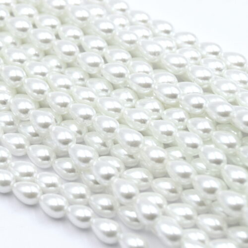 Perles de verre goutte blanche 7mm