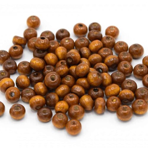 Perles en bois rondes café 6 mm